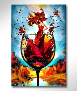 Foliage Free fall autumn women in wine art from Leanne Laine Fine Art