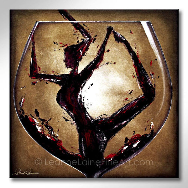 A Glass of Red Wine A Day (Taupe) wine art from Leanne Laine Fine Art