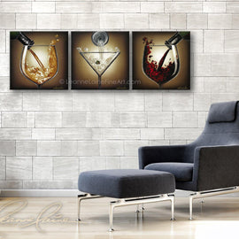 Trio at the Bar wine art from Leanne Laine Fine Art
