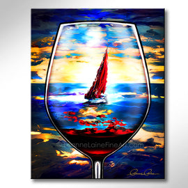 Sail Away Cabernet wine art from Leanne Laine Fine Art