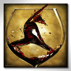 A Glass of Red Wine A Day Reverse Warrior yoga wine art from Leanne Laine Fine Art