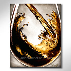 Que Cava Cava gold wine art from Leanne Laine Fine Art