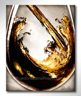 Que Cava Cava gold wine art from Leanne Laine Fine Art