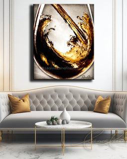 Que Cava Cava gold wine art from Leanne Laine Fine Art