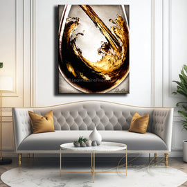 Que Cava Cava gold wine art from Leanne Laine Fine Art