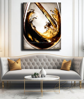 Que Cava Cava gold wine art from Leanne Laine Fine Art