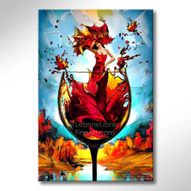 Foliage Free fall autumn women in wine art from Leanne Laine Fine Art