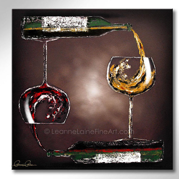 Spin The Bottle wine art from Leanne Laine Fine Art