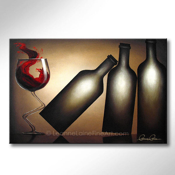Kick Back and Relax wine art from Leanne Laine Fine Art