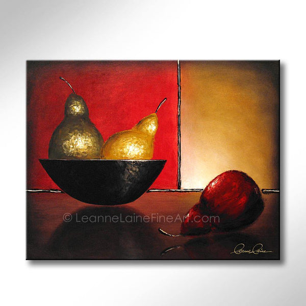 Pear Devil wine art from Leanne Laine Fine Art