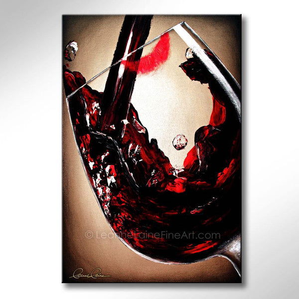 Cherry Kiss wine art from Leanne Laine Fine Art