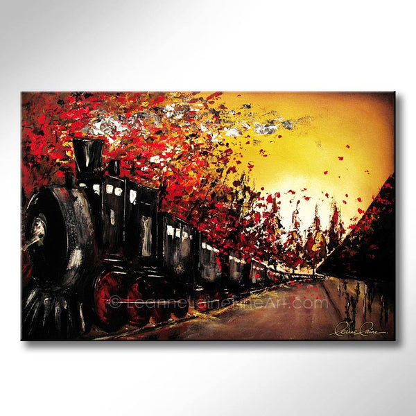 The 6am Autumn Express wine art from Leanne Laine Fine Art