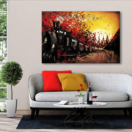 The 6am Autumn Express wine art from Leanne Laine Fine Art