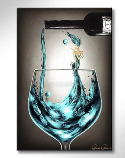 Teal Blue Belle Notes wine art from Leanne Laine Fine Art