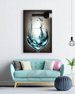 Teal Blue Belle Notes wine art from Leanne Laine Fine Art