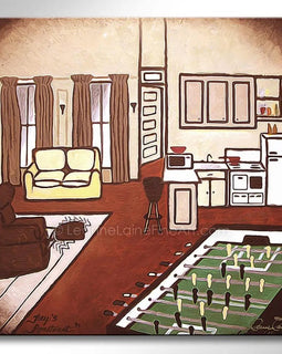 Abstract art collectable Friends TV show of Joey and Chandler's apartment