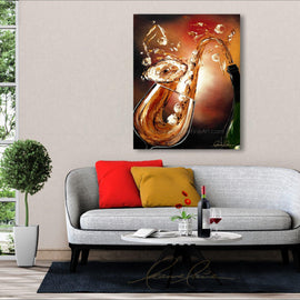 Smooth and Saxy wine art from Leanne Laine Fine Art