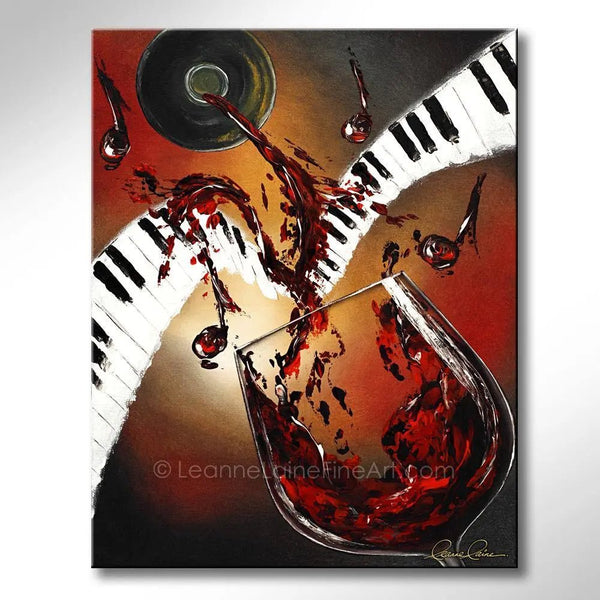 Burgundy Keys | Piano Music Wine Art Leanne Laine Fine Art