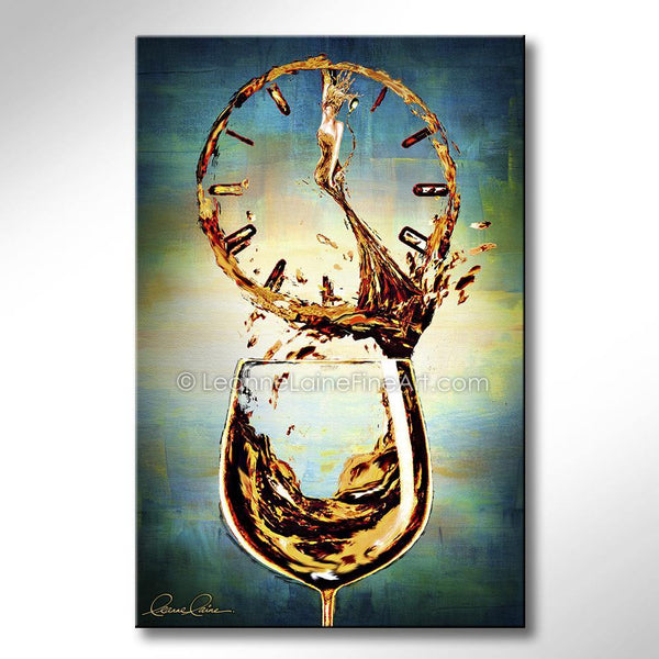 Is It Wine O'Clock Yet? (Summer White Motif) wine art from Leanne Laine Fine Art