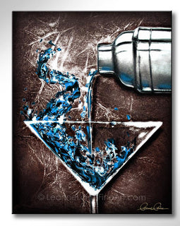 Blue Funday wine art from Leanne Laine Fine Art