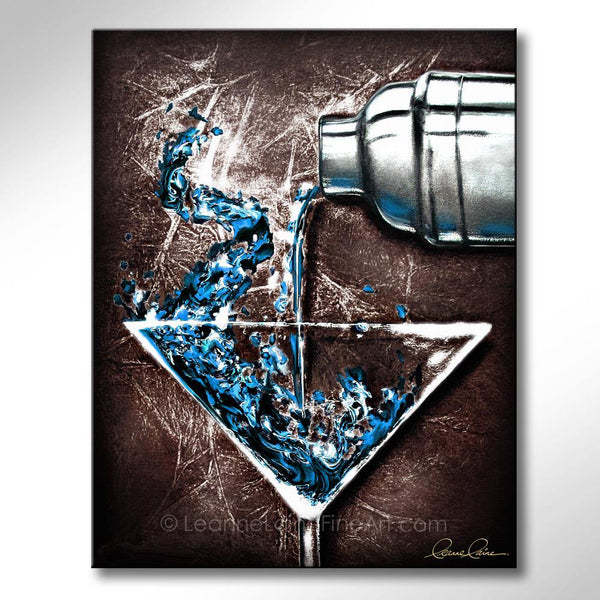 Blue Funday wine art from Leanne Laine Fine Art