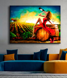 My Day Off wine art from Leanne Laine Fine Art