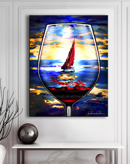 Sail Away Cabernet wine art from Leanne Laine Fine Art