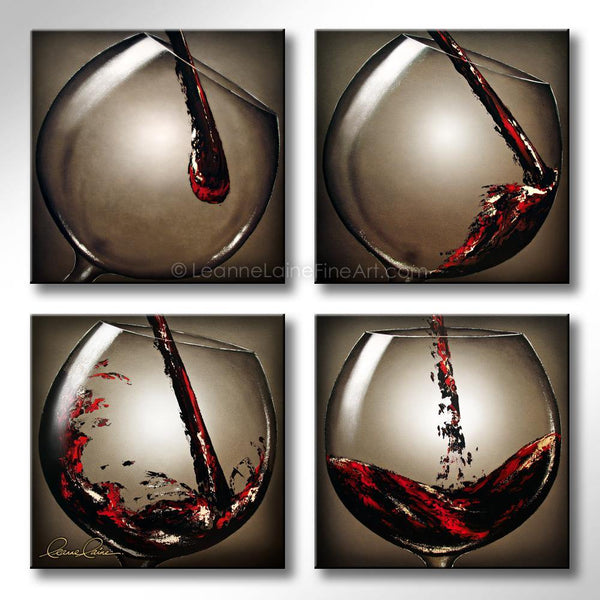 Crimson Play (Brown) wine art from Leanne Laine Fine Art